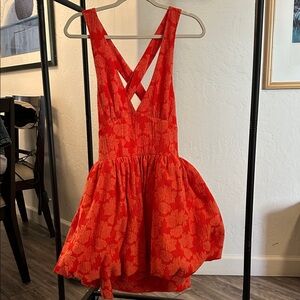 Elegant Red Floral Mini Dress